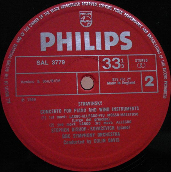 Bartók*, Stravinsky*, Stephen Bishop (3), Colin Davis* : Piano Concerto No. 2 / Concerto For Piano And Wind (LP, Album)