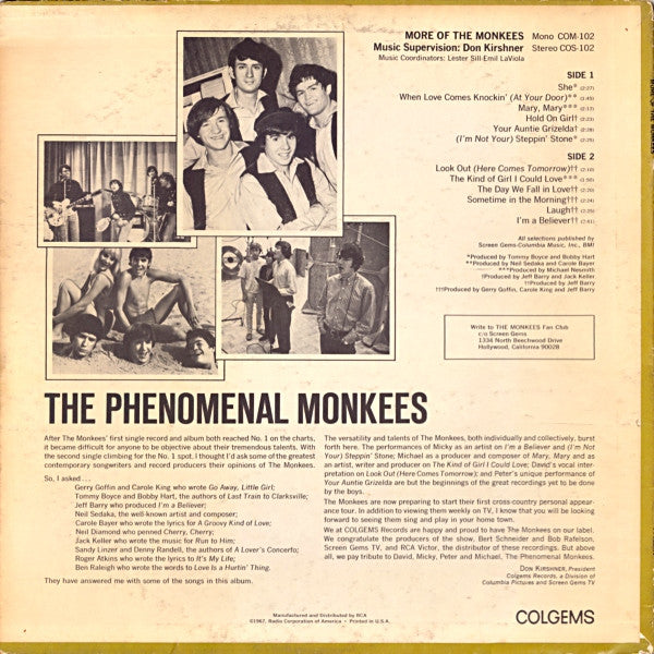 The Monkees : More Of The Monkees (LP, Album, Mono)