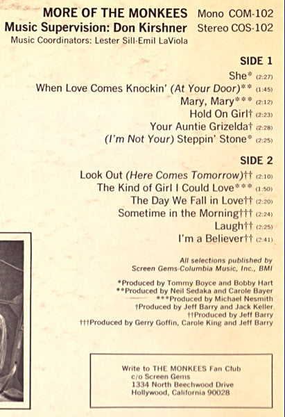 The Monkees : More Of The Monkees (LP, Album, Mono)