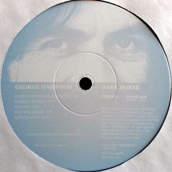 George Harrison : Dark Horse (LP, Album, Blu)