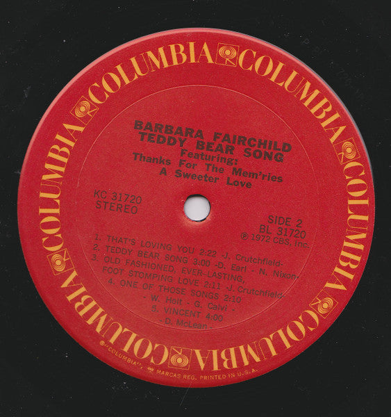 Barbara Fairchild : Teddy Bear Song (LP, Album, RE, Ter)