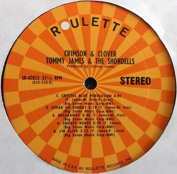 Tommy James & The Shondells : Crimson & Clover (LP, Album, Ter)
