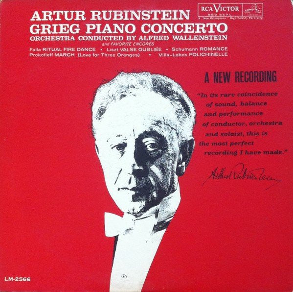 Artur Rubinstein*, Grieg*, Alfred Wallenstein : Grieg Piano Concerto and Favorite Encores (LP, Comp, Mono)