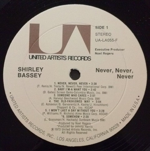 Shirley Bassey : Never Never Never (LP, Album, Gat)