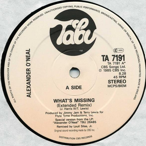 Alexander O'Neal : What's Missing (Extended Remix) (12")