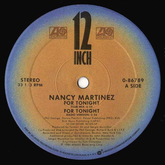 Nancy Martinez : For Tonight (12", Single, SP)