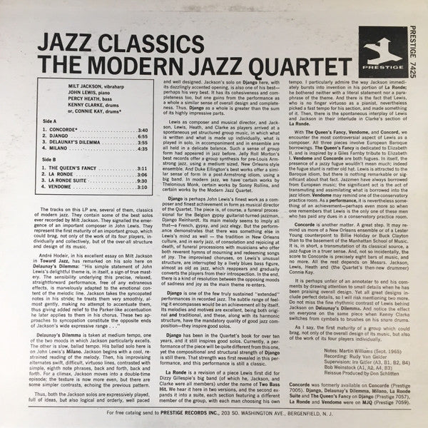 The Modern Jazz Quartet : The Modern Jazz Quartet Plays Jazz Classics (LP, Comp, RM)