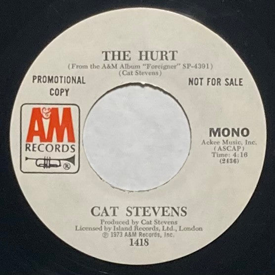 Cat Stevens : The Hurt (7", Mono, Promo)