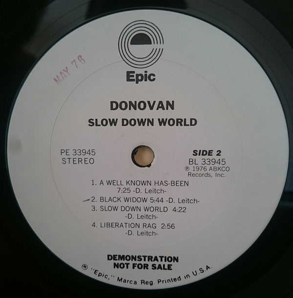 Donovan : Slow Down World (LP, Album, Promo)