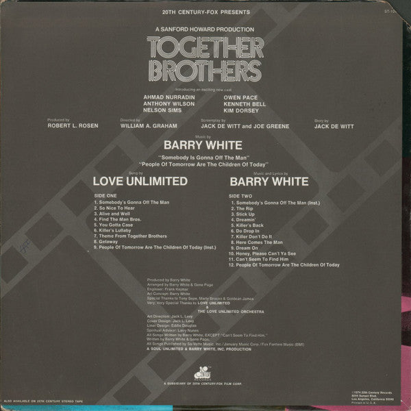 Barry White, Love Unlimited, The Love Unlimited Orchestra* : Together Brothers (Original Motion Picture Soundtrack) (LP, Album, Pit)