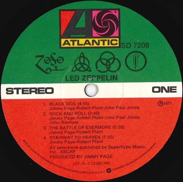 Led Zeppelin : Untitled (LP, Album, RE, PR )