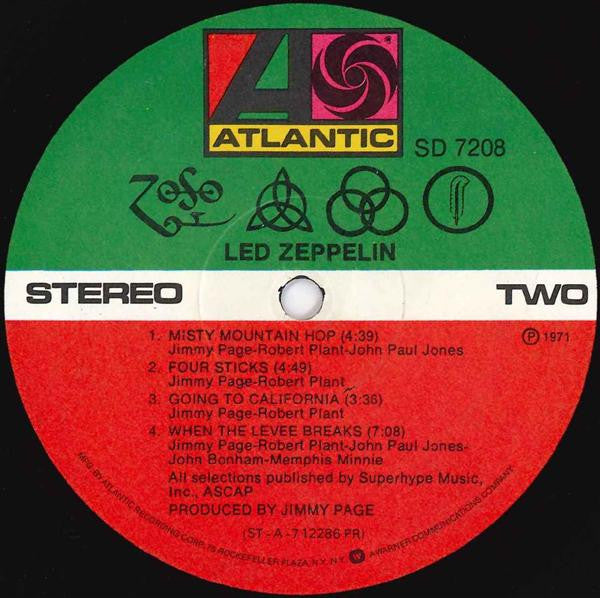 Led Zeppelin : Untitled (LP, Album, RE, PR )