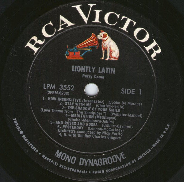 Perry Como : Lightly Latin (LP, Album, Mono)