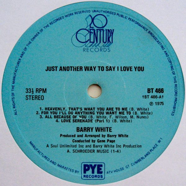 Barry White : Just Another Way To Say I Love You (LP, Album)