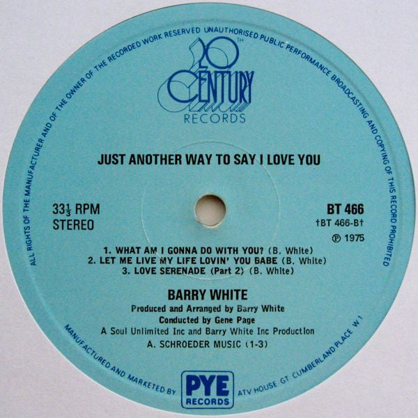 Barry White : Just Another Way To Say I Love You (LP, Album)