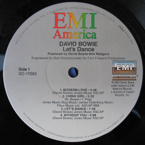 David Bowie : Let's Dance (LP, Album, Win)