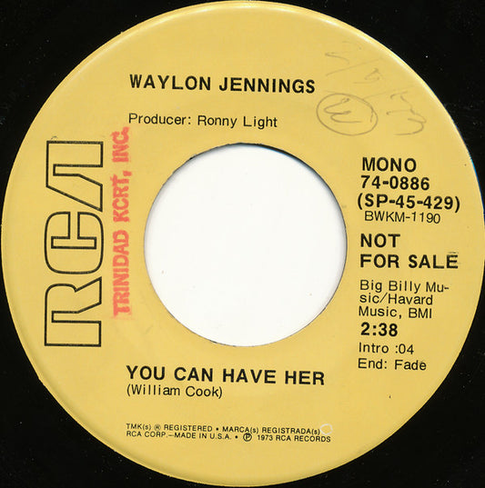 Waylon Jennings : You Can Have Her (7", Mono, Promo)