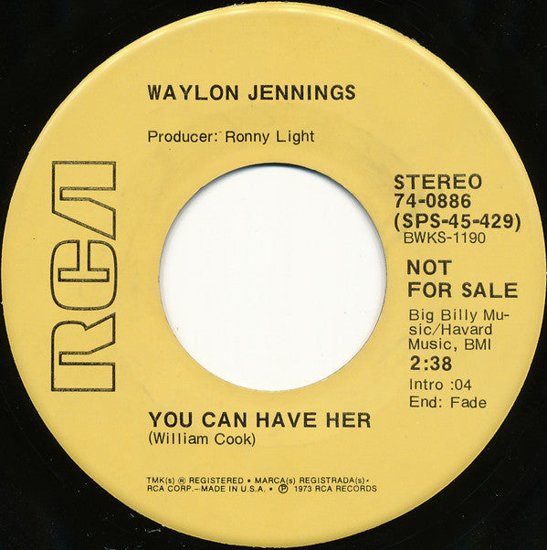 Waylon Jennings : You Can Have Her (7", Mono, Promo)