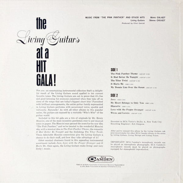 Living Guitars : Music From The Pink Panther And Other Hits (LP, Album)