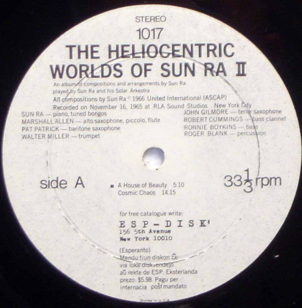 Sun Ra : The Heliocentric Worlds Of Sun Ra, Volume 2 (LP, Album)