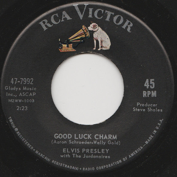 Elvis Presley With The Jordanaires : Good Luck Charm / Anything That's Part Of You (7", Single, Ind)