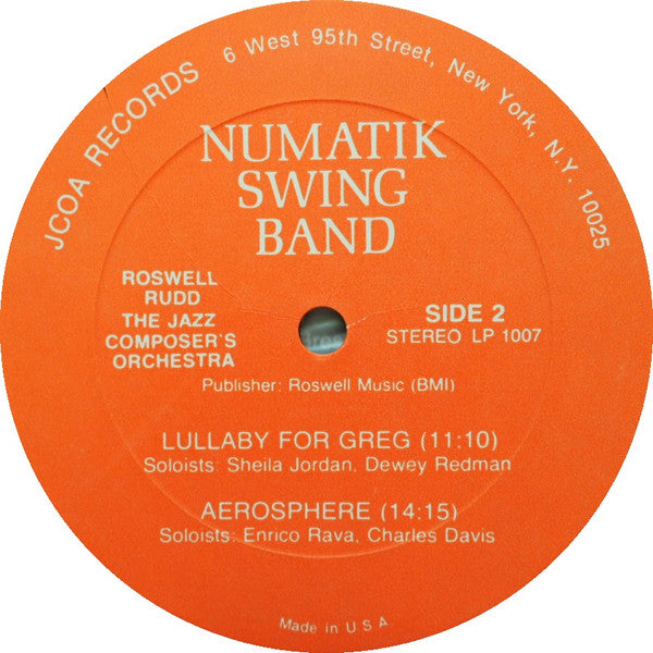 Roswell Rudd and The Jazz Composer's Orchestra : Numatik Swing Band (LP)