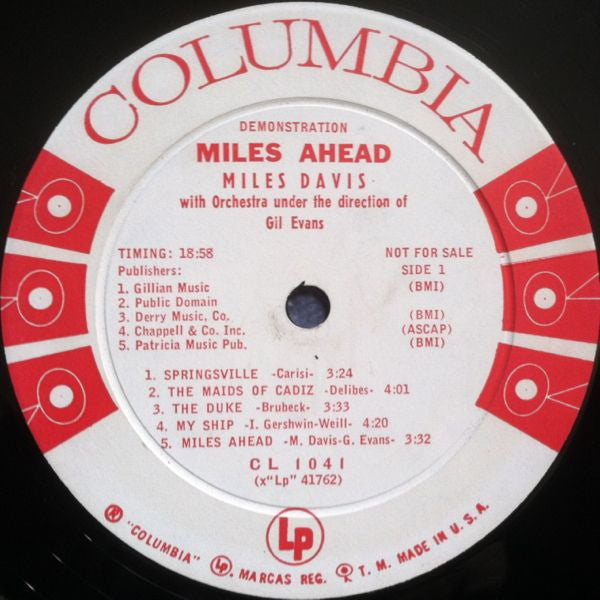Miles Davis + 19, Gil Evans : Miles Ahead (LP, Album, Mono, Promo, Sai)