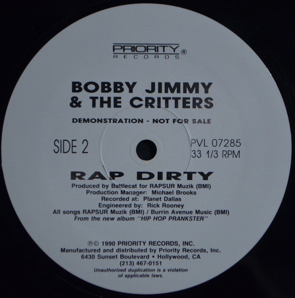Bobby Jimmy & The Critters* : Rap Dirty (12", Maxi, Promo)