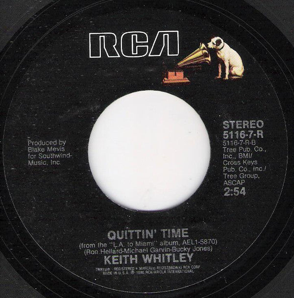 Keith Whitley : Hard Livin' (7", Single, Styrene, Ind)