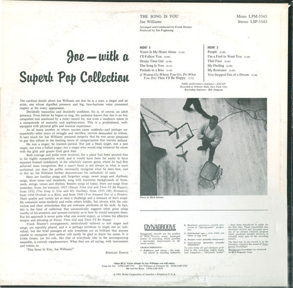 Joe Williams : The Song Is You (LP)