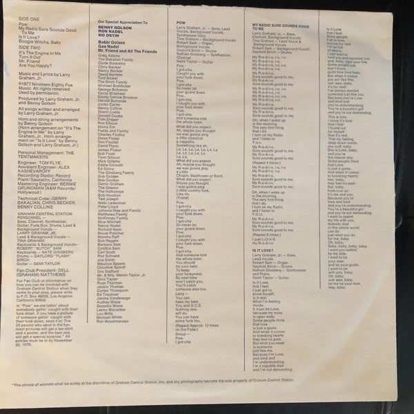 Larry Graham And Graham Central Station* : My Radio Sure Sounds Good To Me (LP, Album, Win)