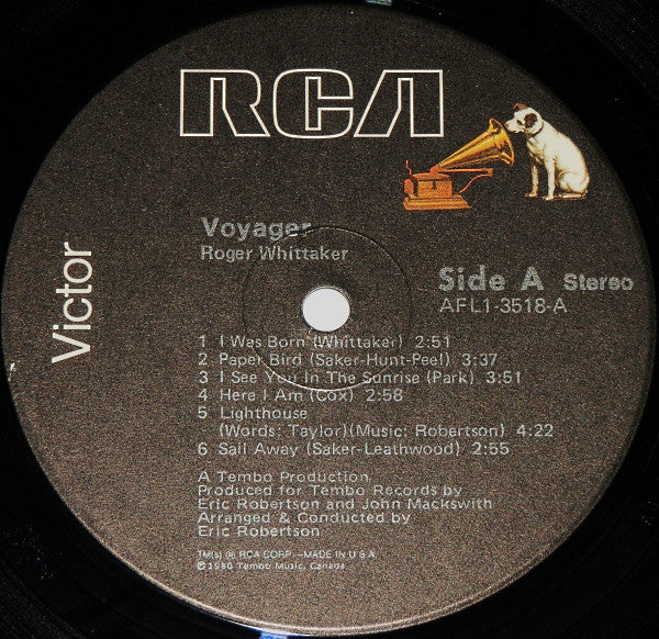 Roger Whittaker : Voyager (LP, Album, Ind)