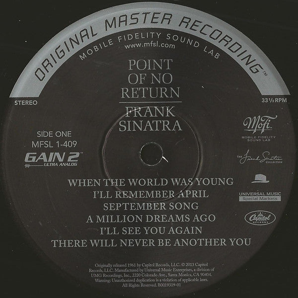 Frank Sinatra : Point Of No Return (LP, Album, Ltd, Num, RM, 180)
