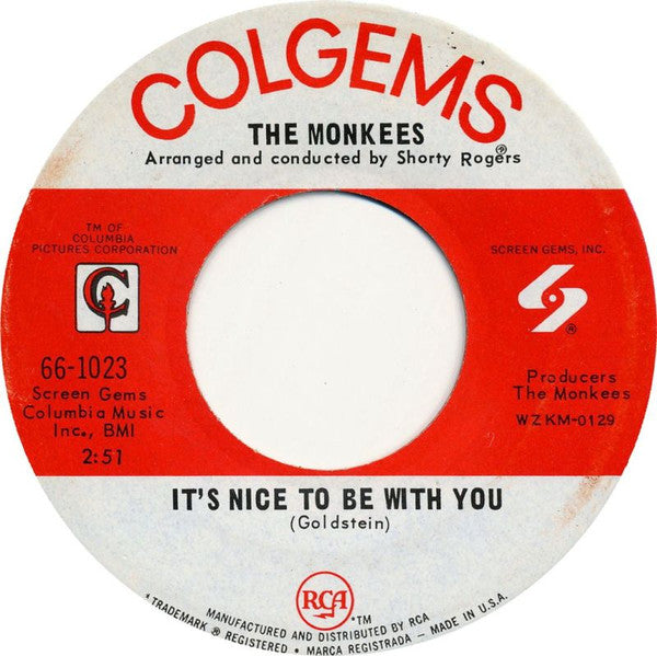 The Monkees : D.W. Washburn / It's Nice To Be With You (7", Single, Ind)