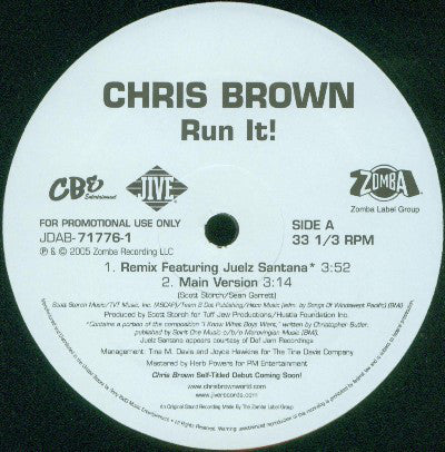 Chris Brown (4) Featuring Juelz Santana : Run It! (Remix) (12", Promo)