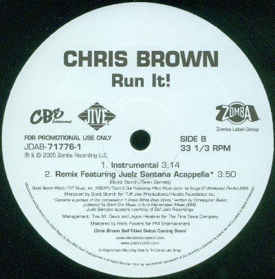 Chris Brown (4) Featuring Juelz Santana : Run It! (Remix) (12", Promo)
