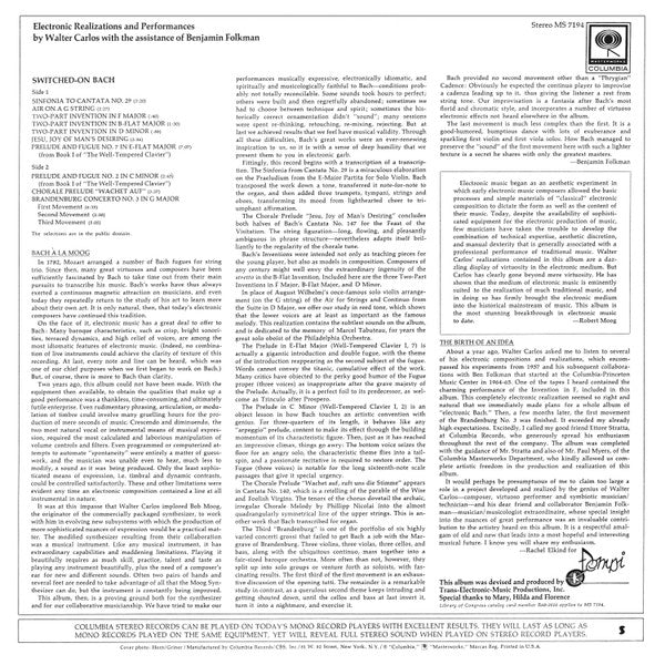 Walter Carlos : Switched-On Bach (LP, Album, RE, San)