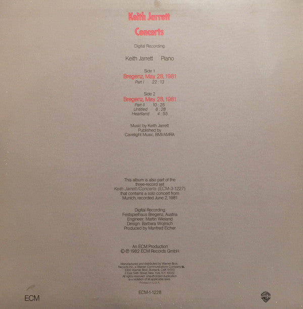 Keith Jarrett : Concerts (LP, Album)