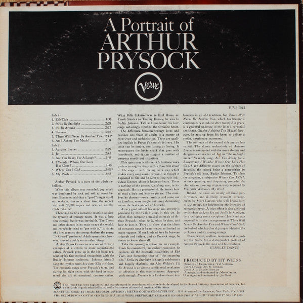 Arthur Prysock : A Portrait Of Arthur Prysock (LP, Album)