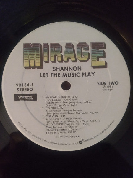 Shannon : Let The Music Play (LP, Album, All)