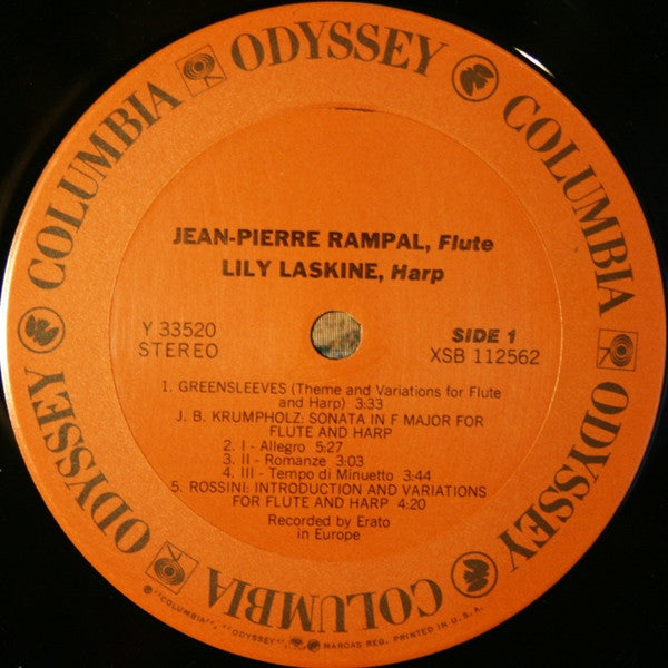 Jean-Pierre Rampal / Lily Laskine : Music For Flute And Harp  (LP, Album, RE)