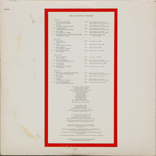 Eric Clapton : At His Best (2xLP, Comp, Ter)