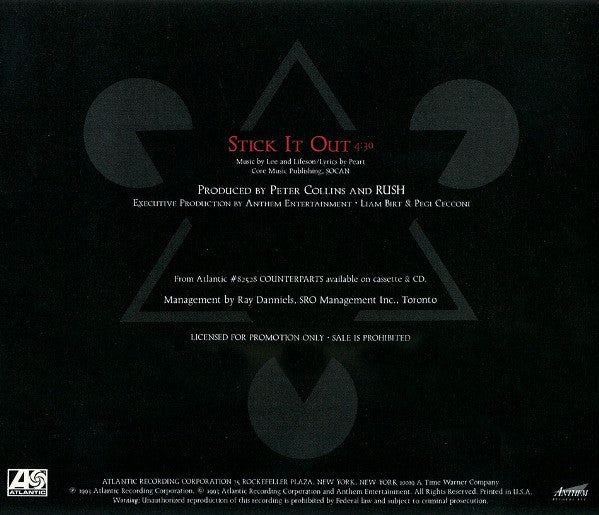 Rush : Stick It Out (CD, Single, Promo)