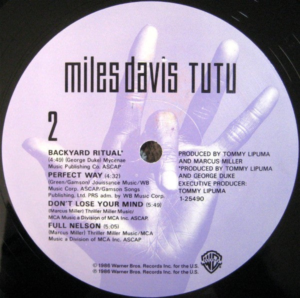 Miles Davis : Tutu (LP, Album, SRC)