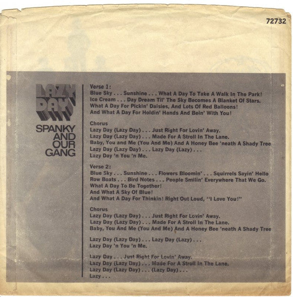 Spanky And Our Gang* : Lazy Day (7", Single, Styrene)