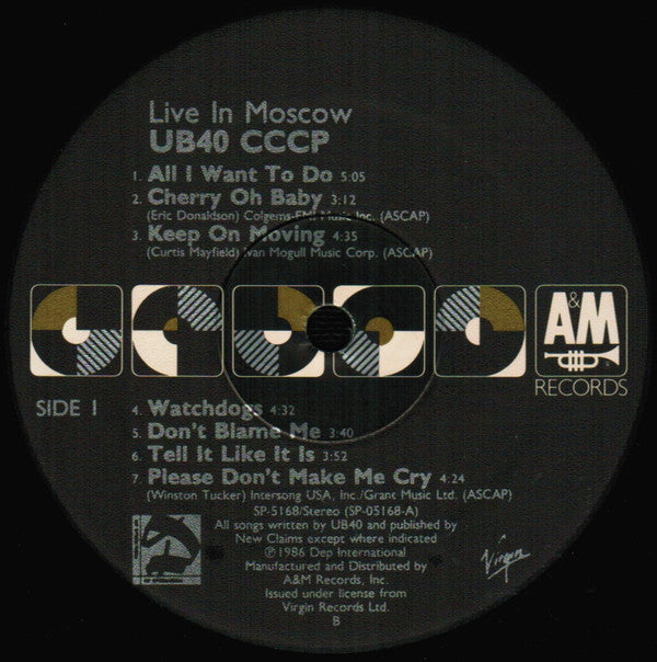 UB40 : CCCP - Live In Moscow (LP, Album, EMW)