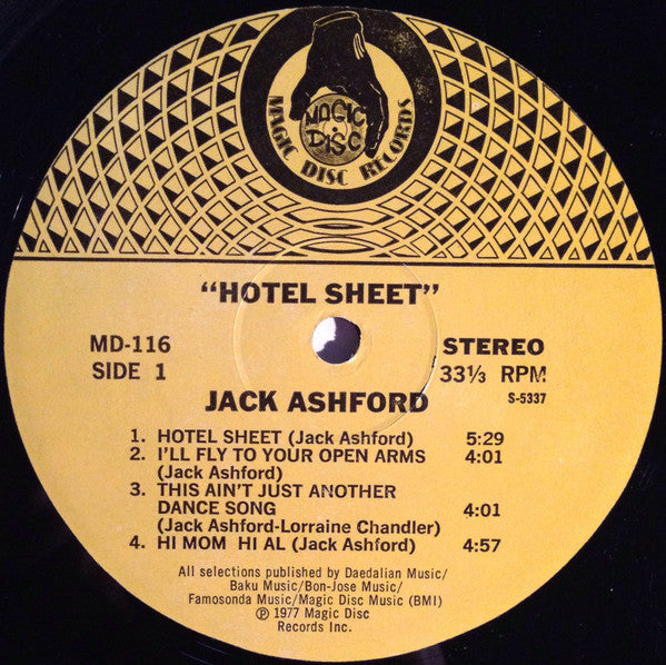 Jack Ashford : Hotel Sheet (LP, Album, Rai)