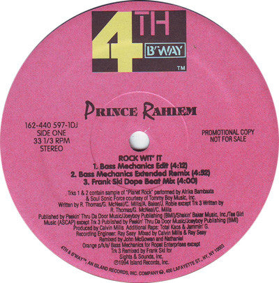 Prince Rahiem : Rock Wit' It (12", Promo)
