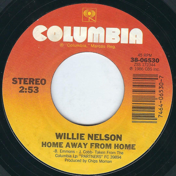 Willie Nelson : Partners After All / Home Away From Home (7", Styrene)