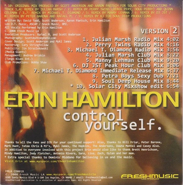 Erin Hamilton : Control Yourself (CD, Maxi, Ltd, Promo)